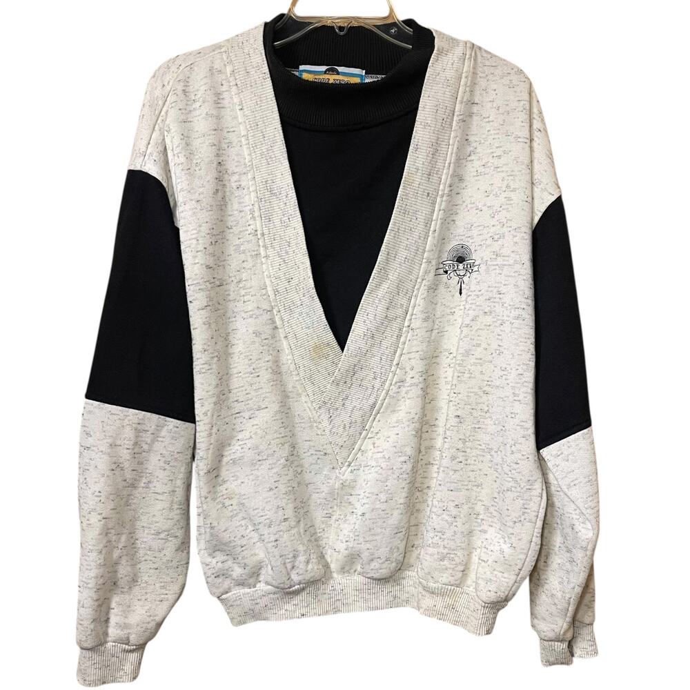 Vintage Code Zero XL Sweatshirt – 90s Colorblock Pullover w/ Logo